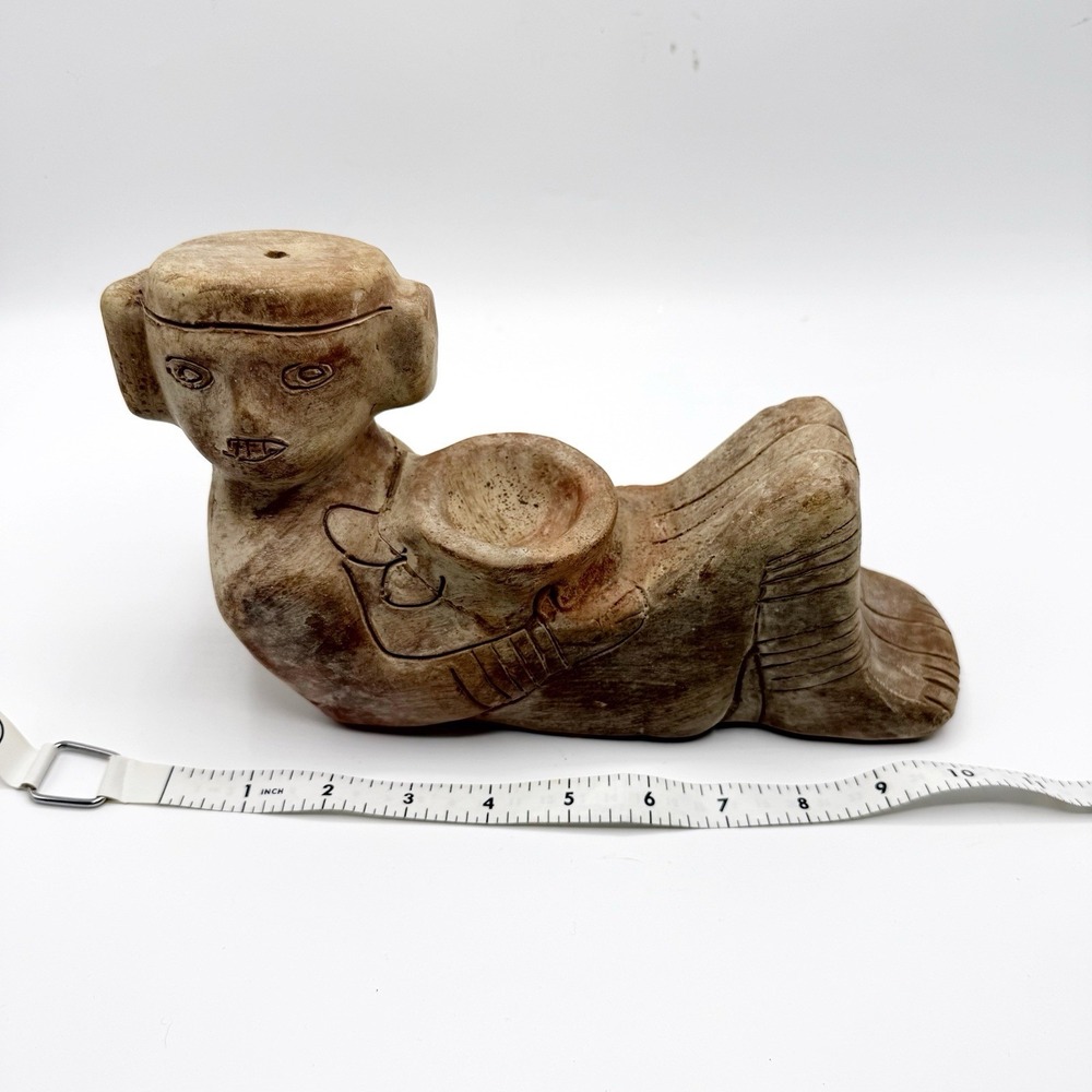 Chacmool Reclining Figure Incense Burner Pre-Columbian Replica Sculpture 10"